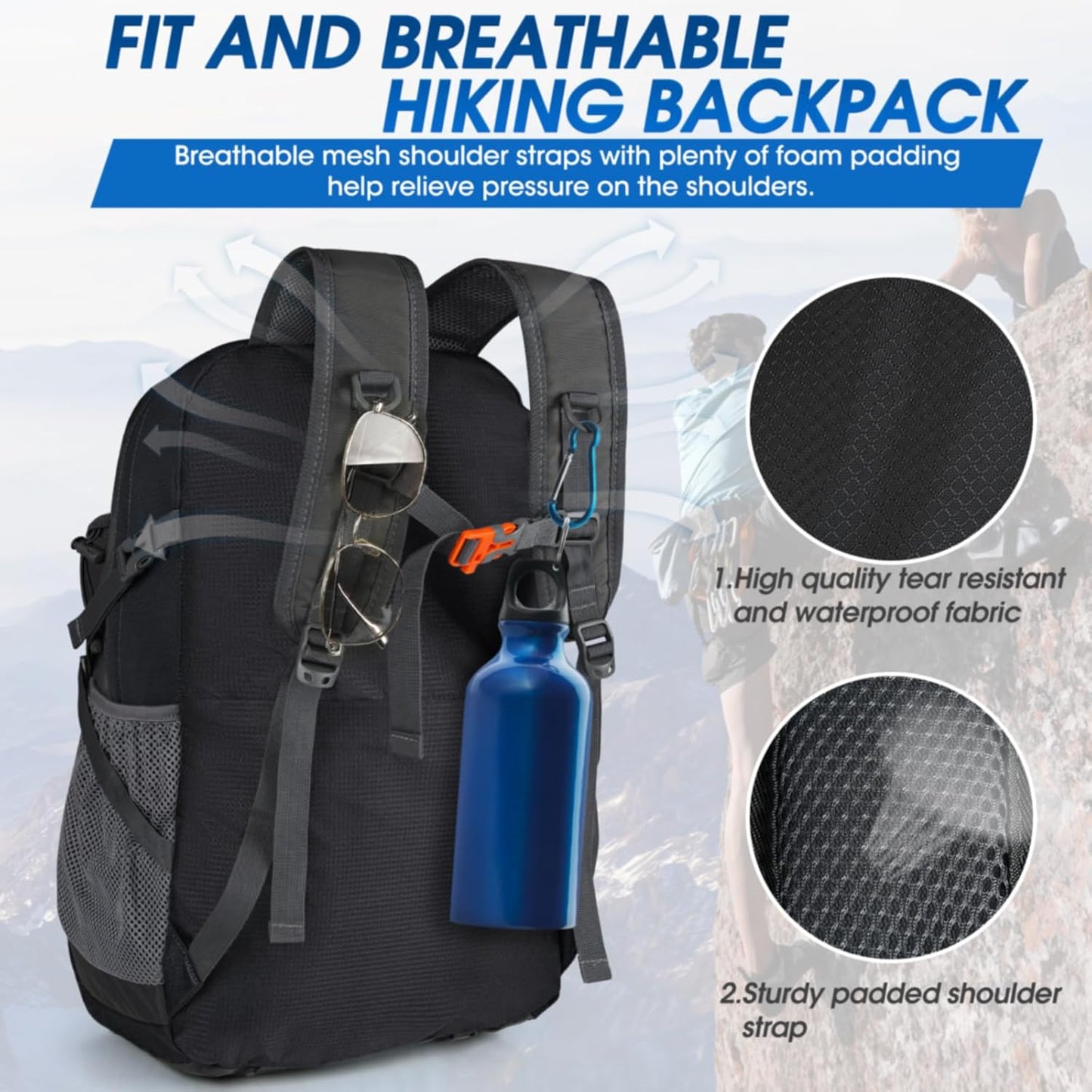 40L Wasserdichter Wander- und Campingrucksack – Leicht & Faltbar – 2 zum Preis von 1