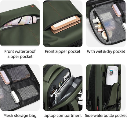 Erweiterbarer und wasserdichter Reiserrucksack mit Vakuumkompression – Arvid
