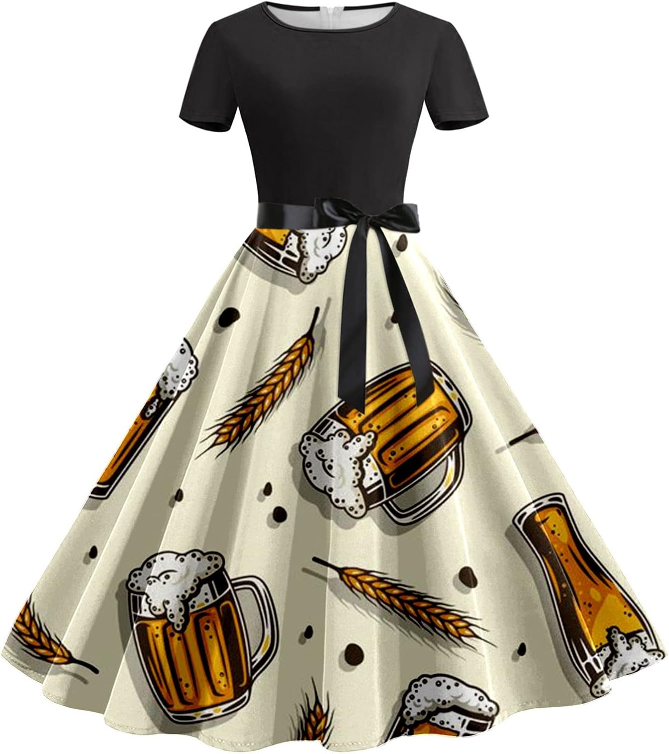 Bierkrug-&-Brezn-Kleid mit Taillenband – Anna Oktoberfest 2026