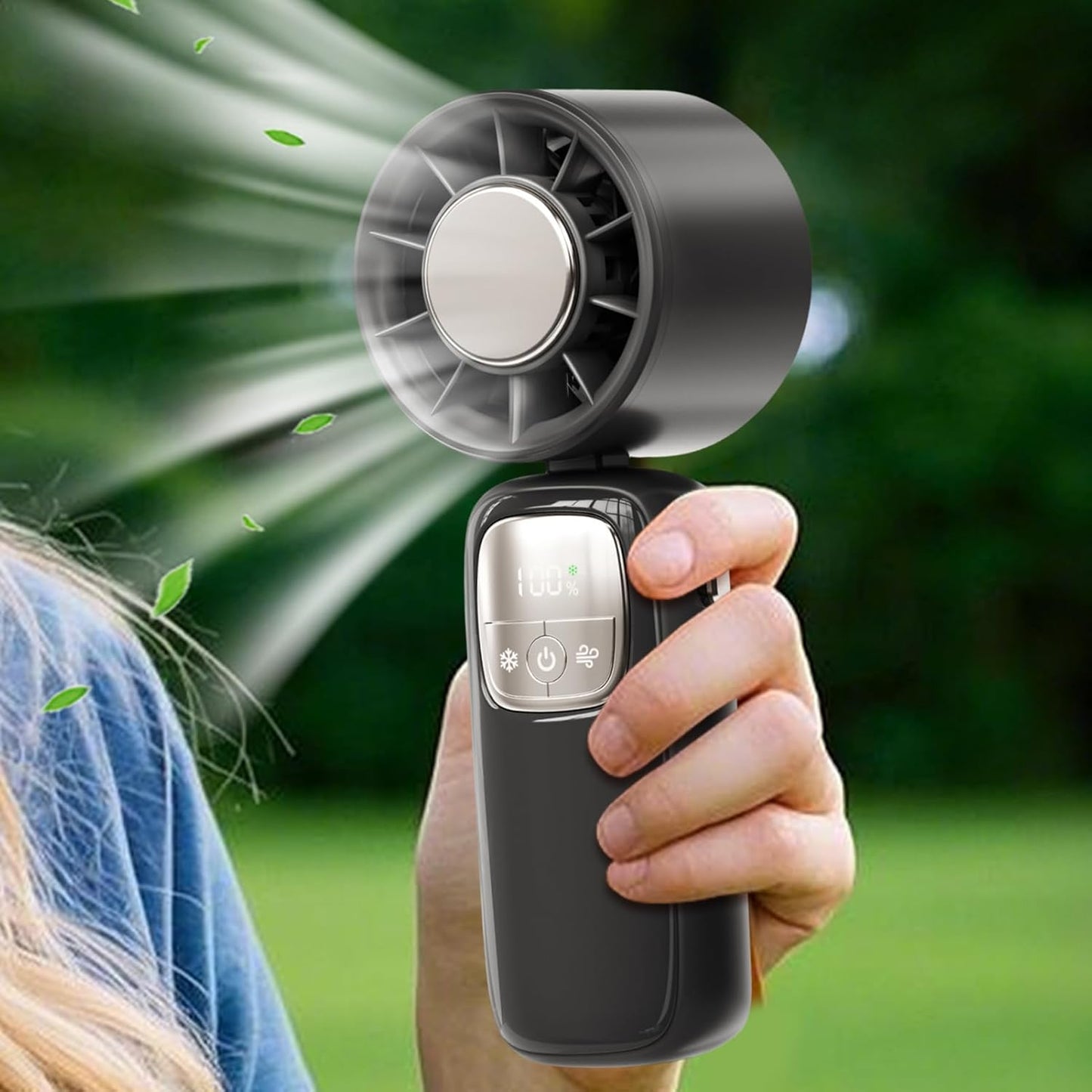 Tragbarer Faltbarer Handventilator mit LED-Anzeige 100 Geschwindigkeiten