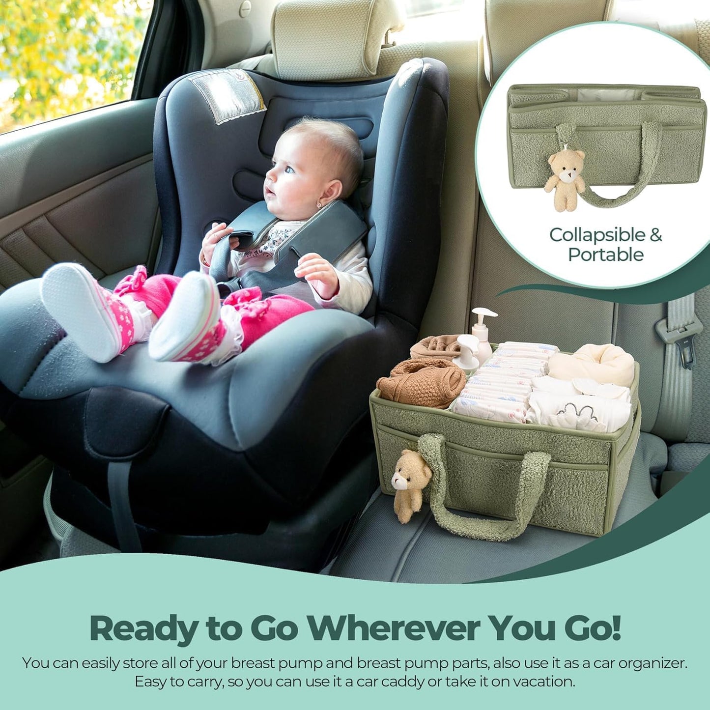 Baby Nappy Caddy Organizer – Plüsch Sherpa Aufbewahrungskorb mit Fächern – Elvoria