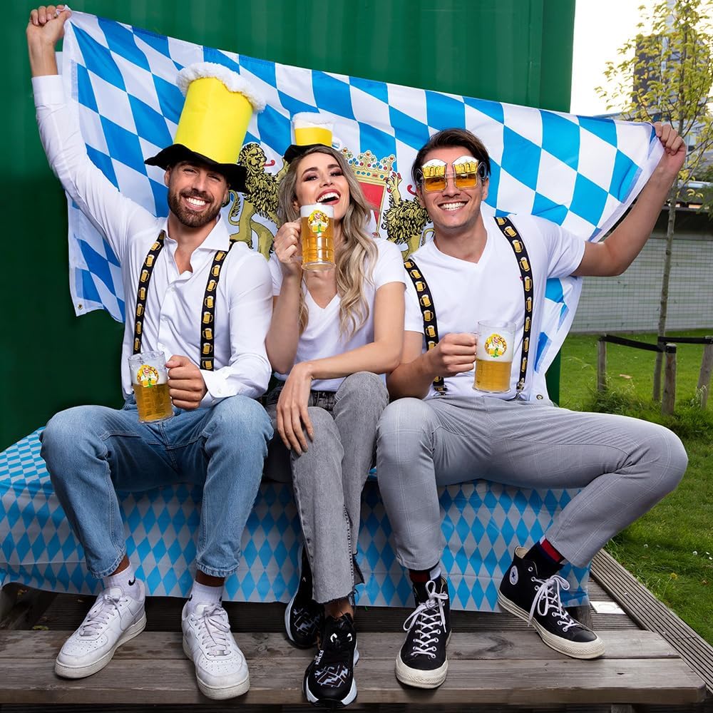 Trachten-Hosenträger schwarz mit Bierkrug-Motiv – ProstClip Oktoberfest 2026