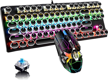 87-Tasten Mechanische Gaming-Tastatur RGB Hinterbeleuchtet Blaue Schalter