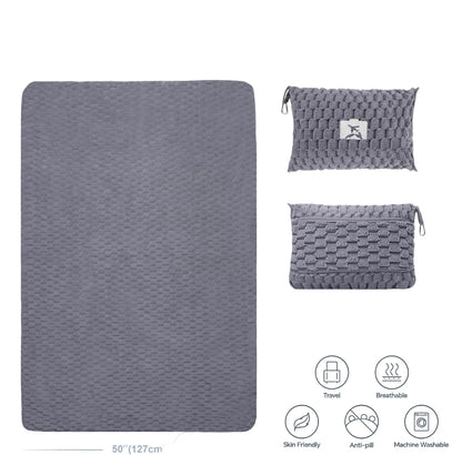 Packable Flanell-Reise-Decke mit Kissentasche und Gepäckschlitz – Trevora