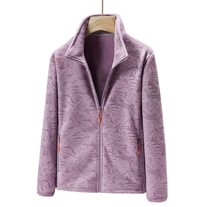 Damen Outdoor Fleecejacke winddicht mit Pflanzenmuster – Marit