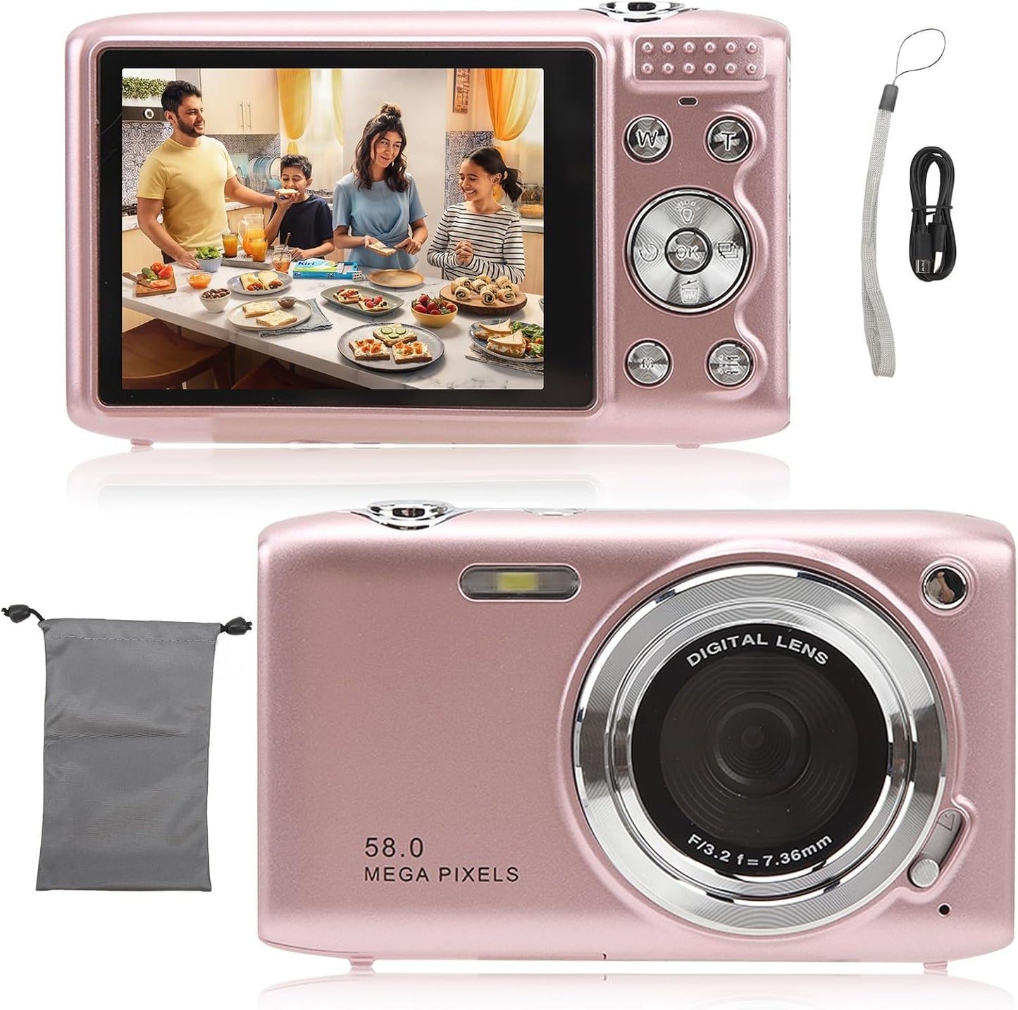 4K Kompakte Digitalkamera mit 58MP Fotos und 16-fachem Zoom – Lumora