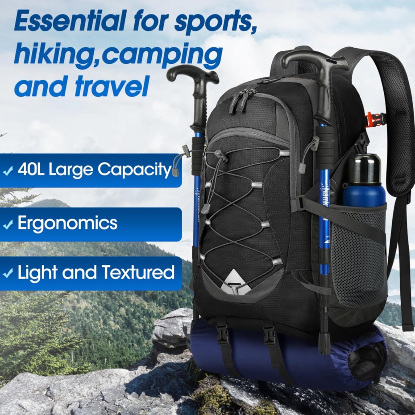 40L Wasserdichter Wander- und Campingrucksack – Leicht & Faltbar – 2 zum Preis von 1