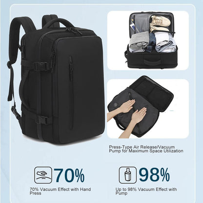 Erweiterbarer Vakuum-Reiserucksack 56–75L mit Pumpe – Dravion