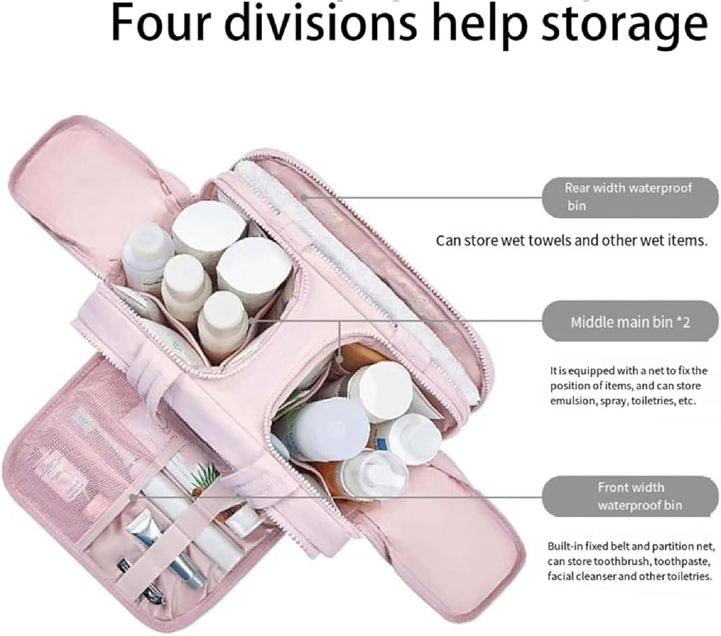 Reise-Kosmetiktasche – Große wasserdichte Kulturbeutel- und Make-up-Organizer (4-in-1) – Selvane