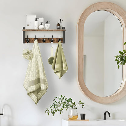 Wandgarderobe mit Regal und 5 Metallhaken – Ravora