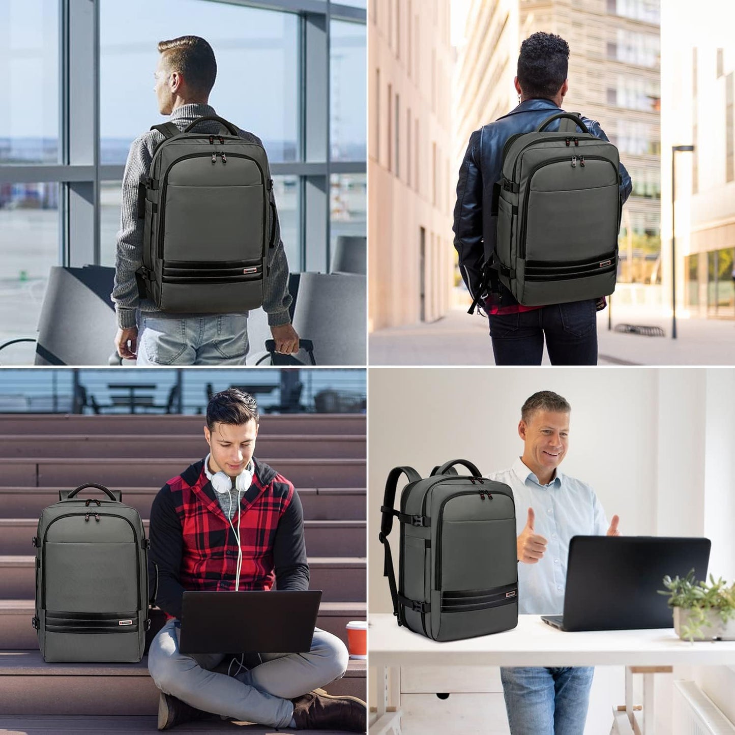 Erweiterbarer 45–55L Wasserdichter Reiserucksack mit 46,5 cm Laptopfach