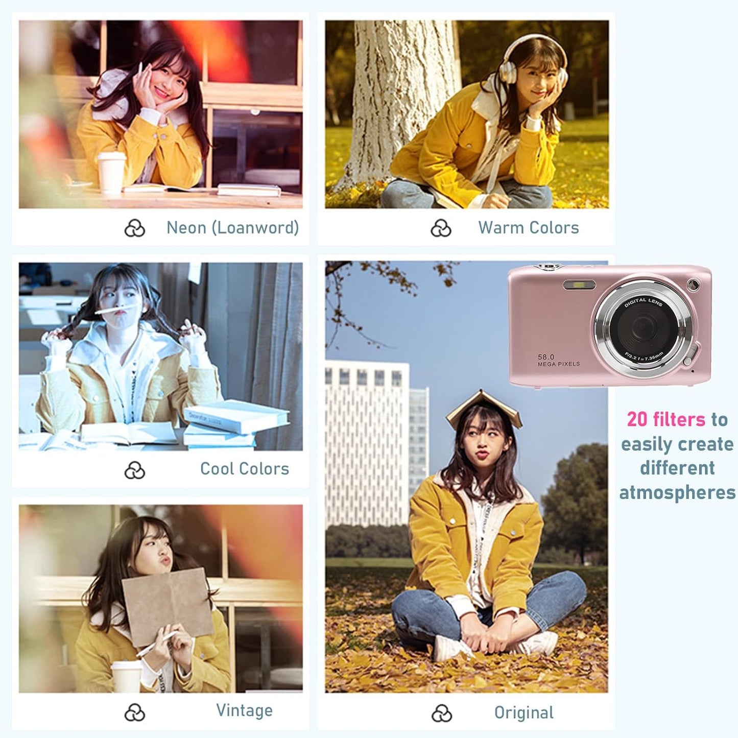 4K Kompakte Digitalkamera mit 58MP Fotos und 16-fachem Zoom – Lumora