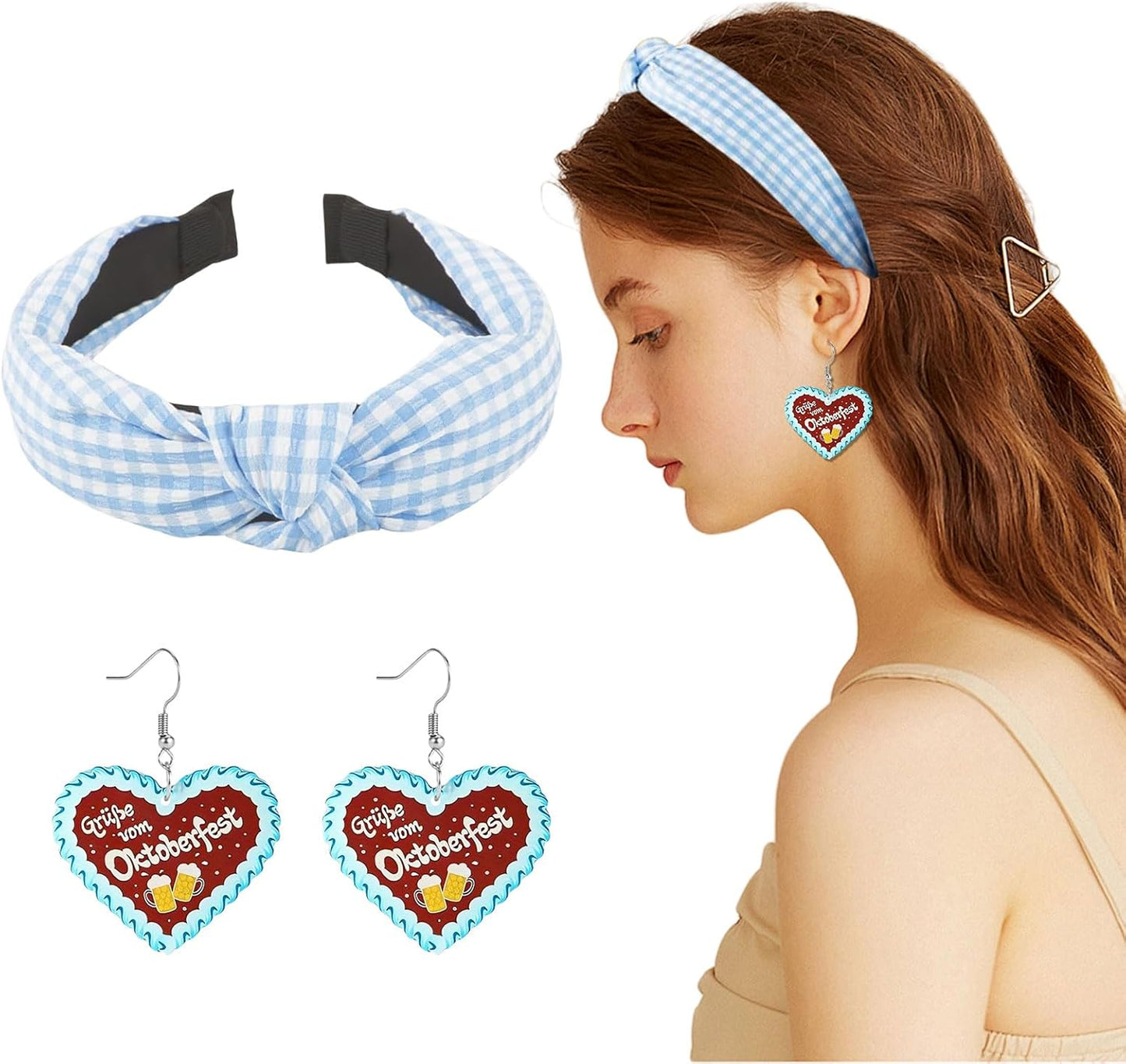 Karierter Haarreif & Lebkuchenherz-Ohrringe – BavariaCharme Oktoberfest 2026