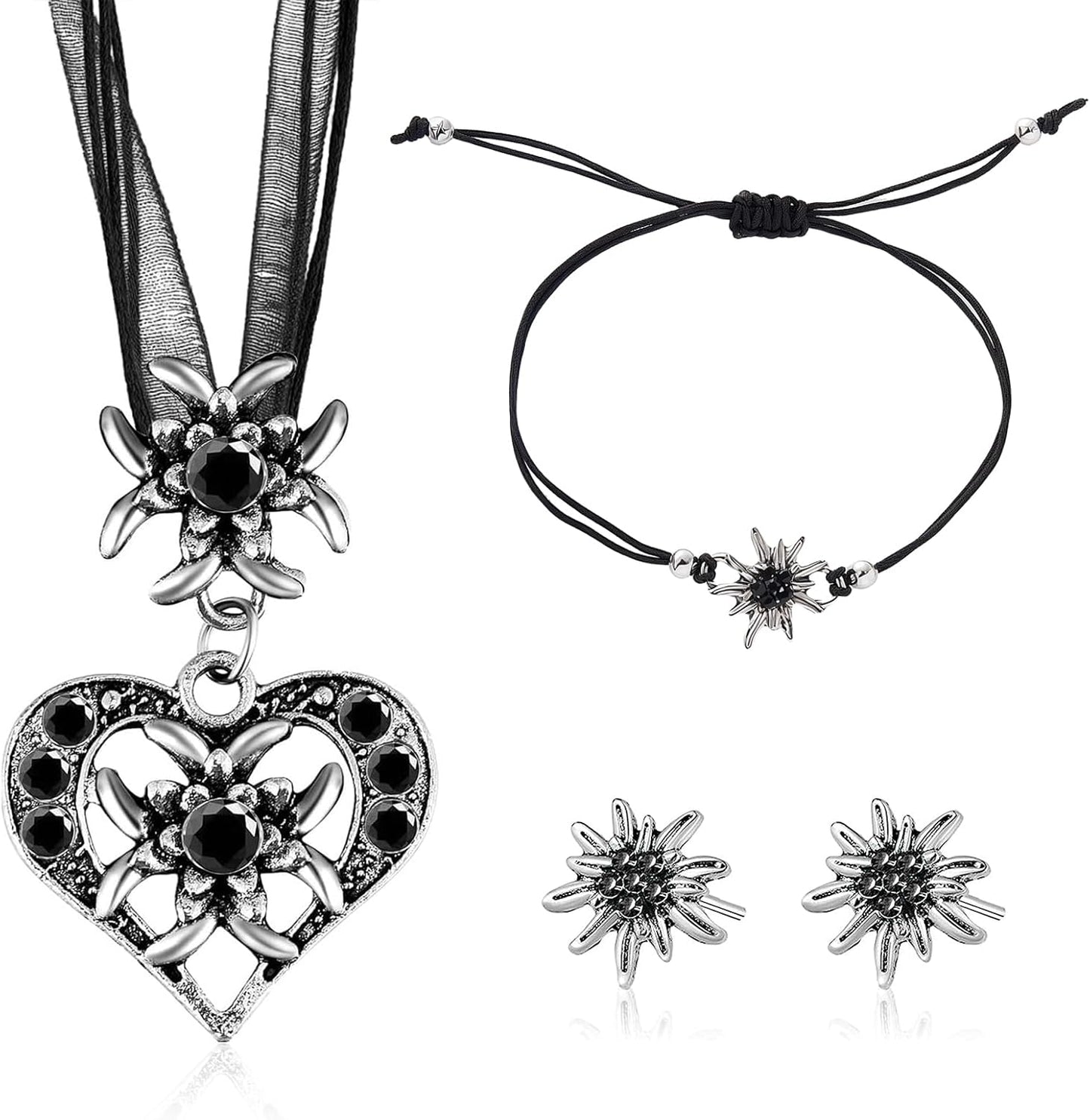 Edelweiß Schmuckset mit Herzanhänger – BergMystik Oktoberfest 2026