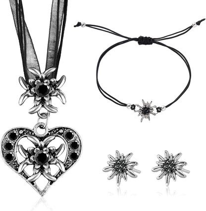 Edelweiß Schmuckset mit Herzanhänger – BergMystik Oktoberfest 2026