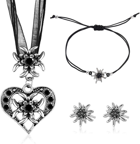 Edelweiß Schmuckset mit Herzanhänger – BergMystik Oktoberfest 2026
