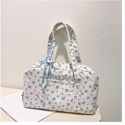 Bow Duffle Bag – Große Canvas-Wochenendtasche mit Bandakzent – Floria