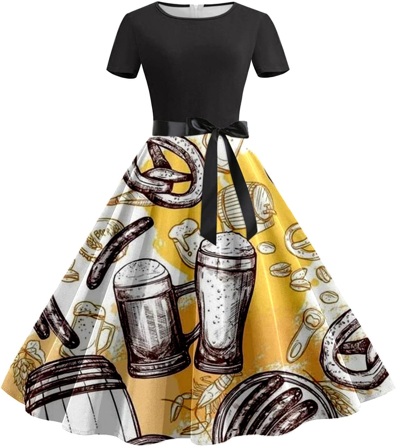 Bierkrug-&-Brezn-Kleid mit Taillenband – Anna Oktoberfest 2026