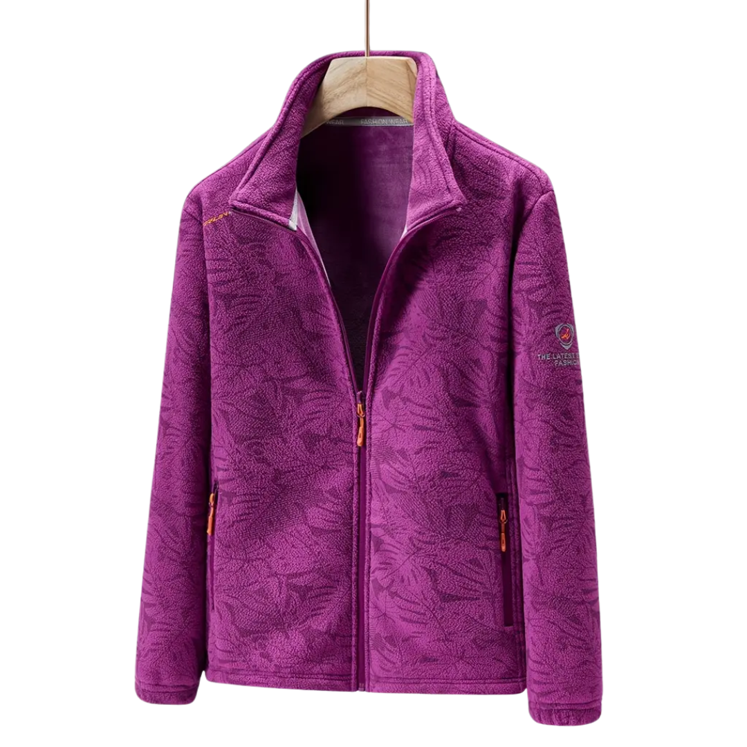 Damen Outdoor Fleecejacke winddicht mit Pflanzenmuster – Marit