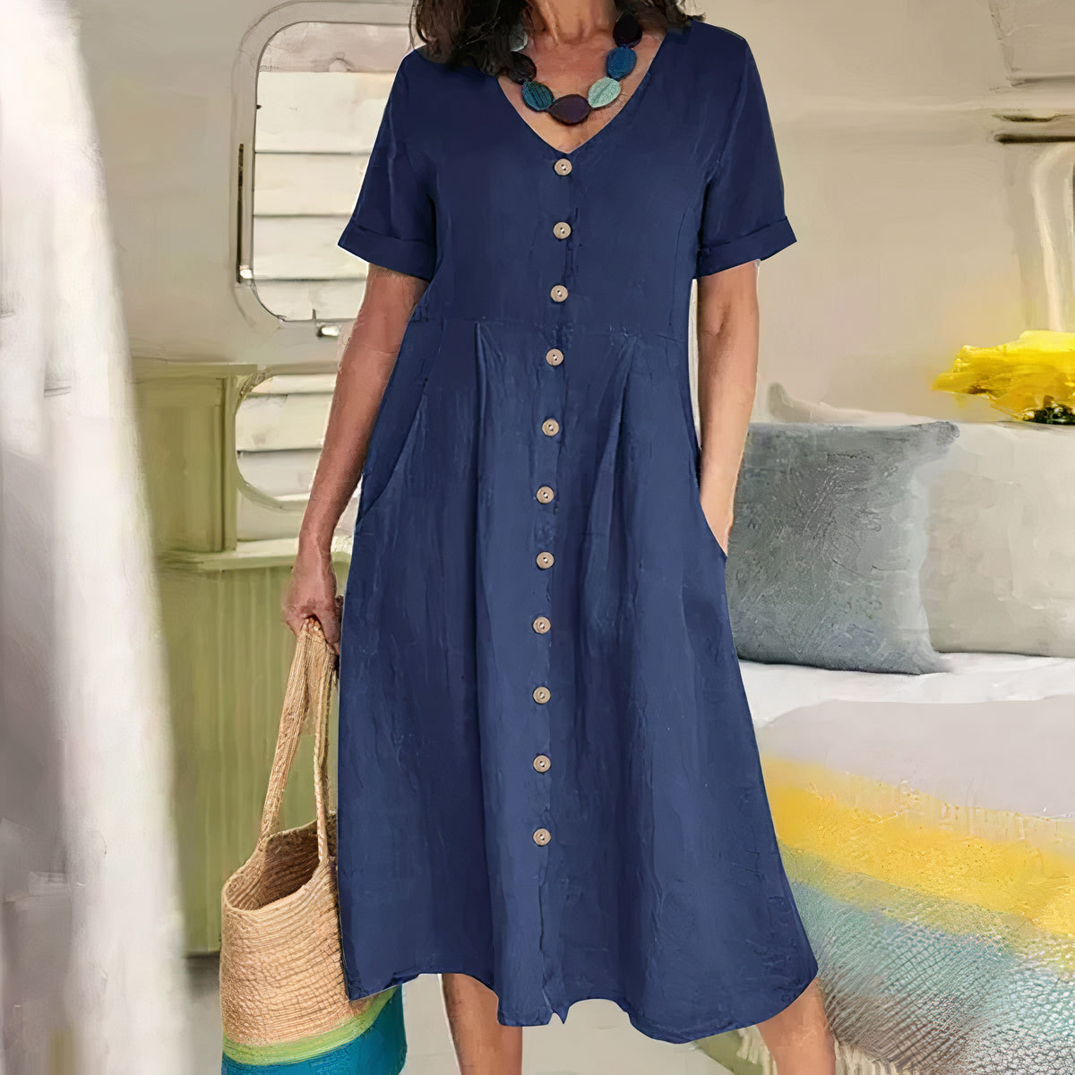 Lässiges Baumwoll-Leinen Sommerkleid – Noor
