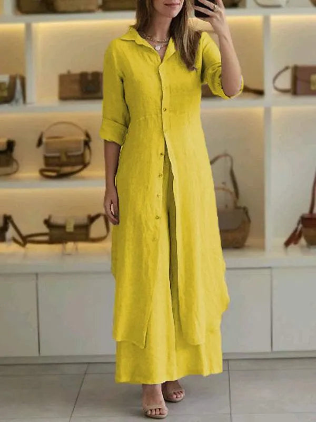 Zweiteiliges Damen Herbst Set aus Leinen – Amaya