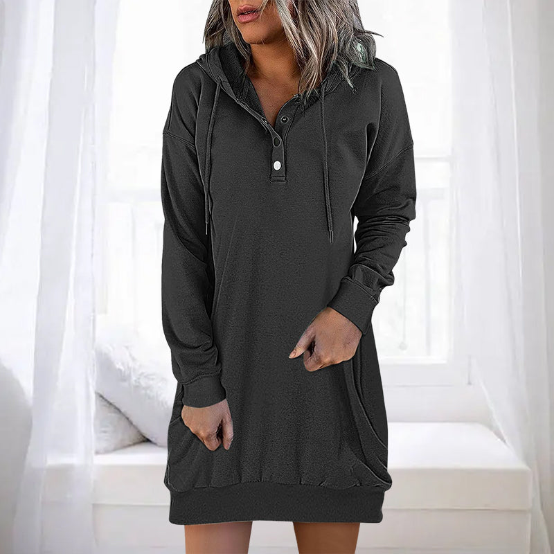Herbstlicher Minimalistischer Long Damen Hoodie – Valeria