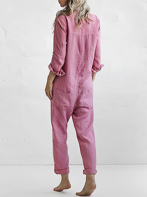 Herbstlicher Lässiger Jumpsuit – Liv | 100% Baumwolle, mit praktischen Taschen