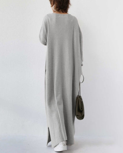 Herbstliches Maxikleid aus Baumwoll-Leinen-Mix – Sorella