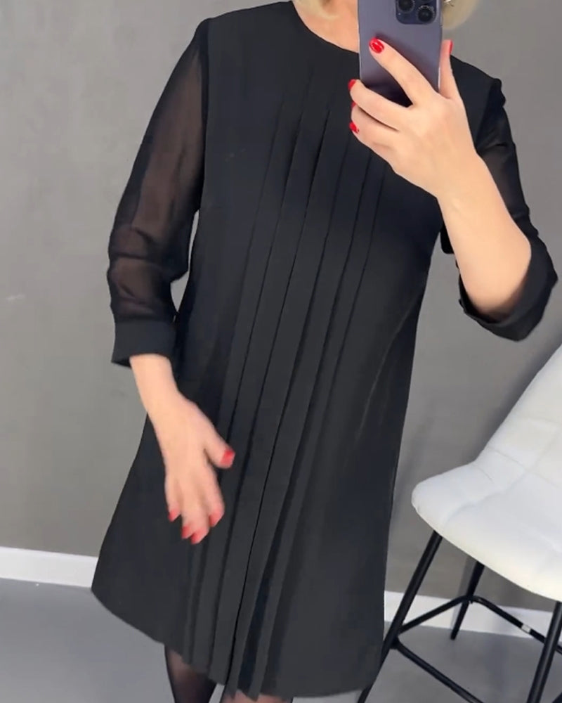 Elegantes Herbst-Shiftkleid mit Mesh-Details – Gabrielle