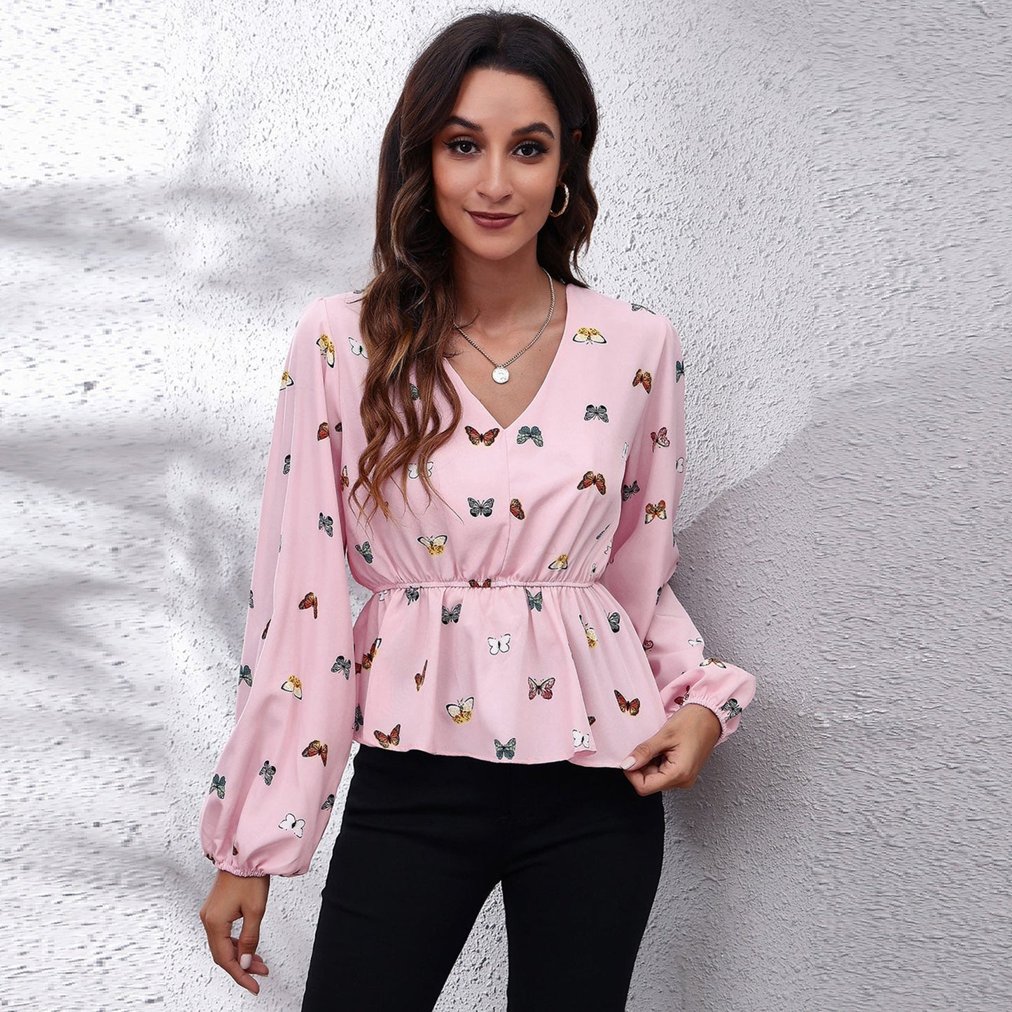 Herbstliche & Farbenfrohe Damenbluse mit Muster – Leona
