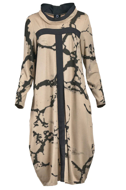 Herbstliches Kleid mit langen Ärmeln und Retro-Muster – Livienne