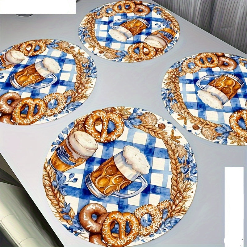 4 Stück runde Holz-Platzsets mit Oktoberfest-Motiven – BreznPlatzSet Oktoberfest 2026