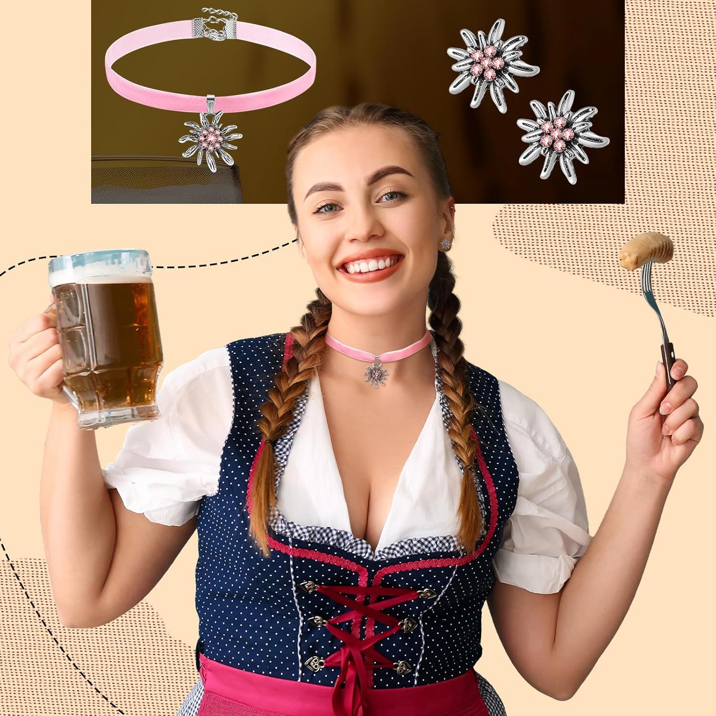Edelweiß Schmuckset mit Samtband – AlpenRosé Oktoberfest 2026