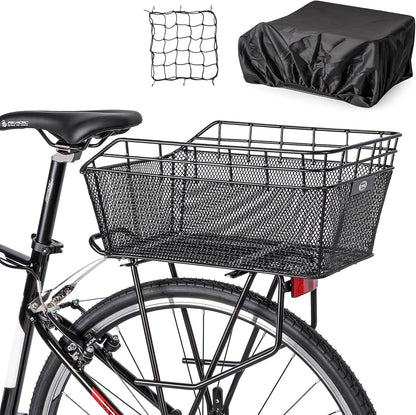 Großer hinterer Fahrradkorb mit Ladennetz & wasserdichtem Schutz – Orvian