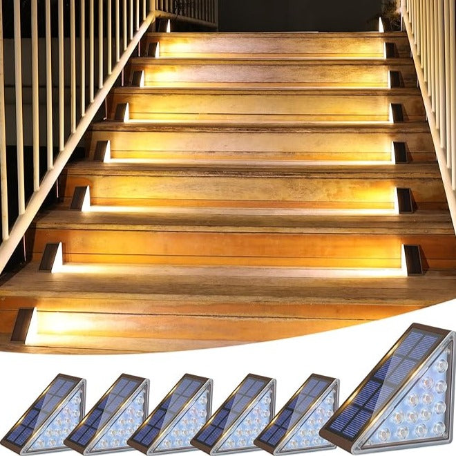 Solarlampen für Treppen, LED, energiesparend, wetterfest, Außenbeleuchtung, warmweißes Licht