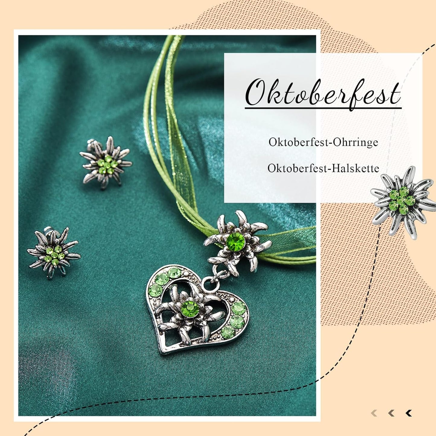 Edelweiß Schmuckset mit Herzanhänger – AlpenFrische Oktoberfest 2026