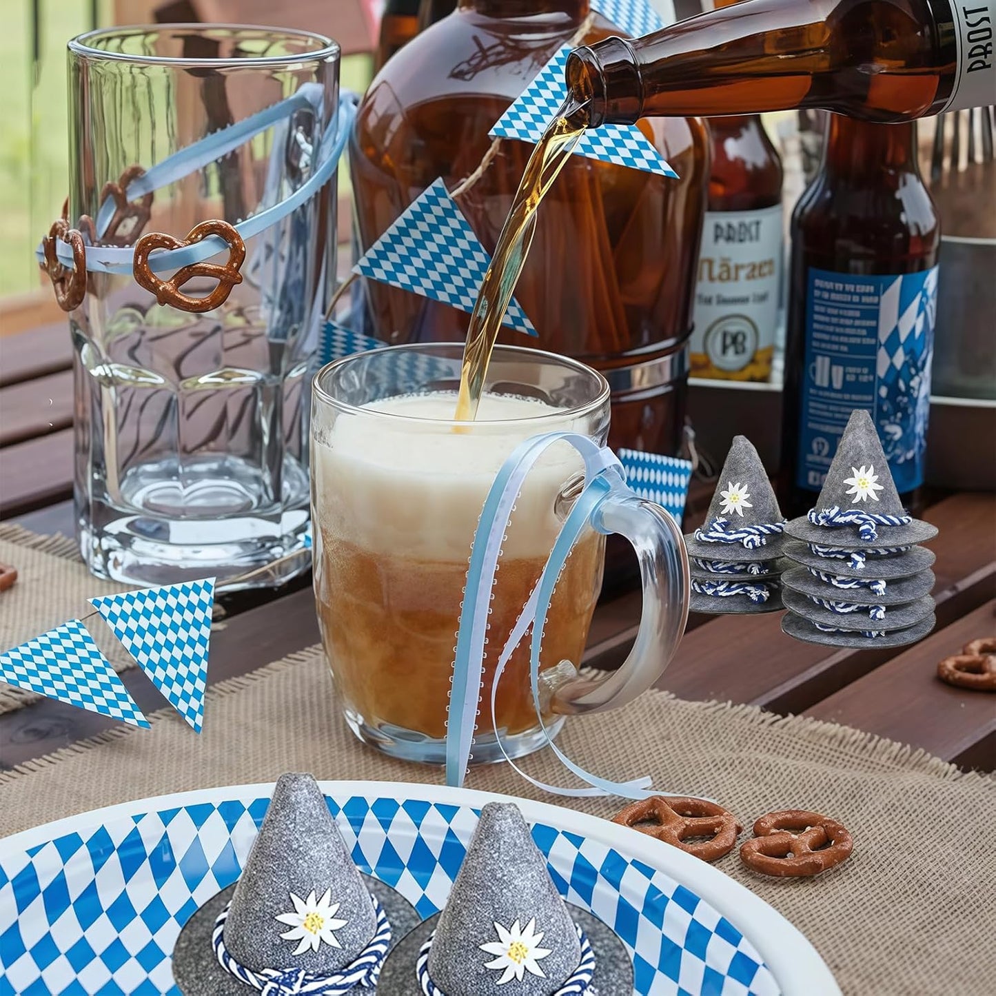 Mini-Trachtenhüte aus Filz im 12er-Set – EdelweißMini Oktoberfest 2026