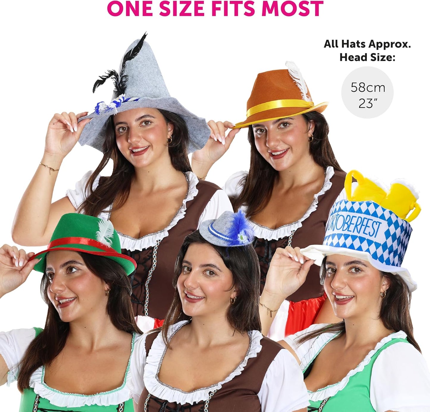 Trachtenhüte im 5er-Set bunt – GaudiMix Oktoberfest 2026