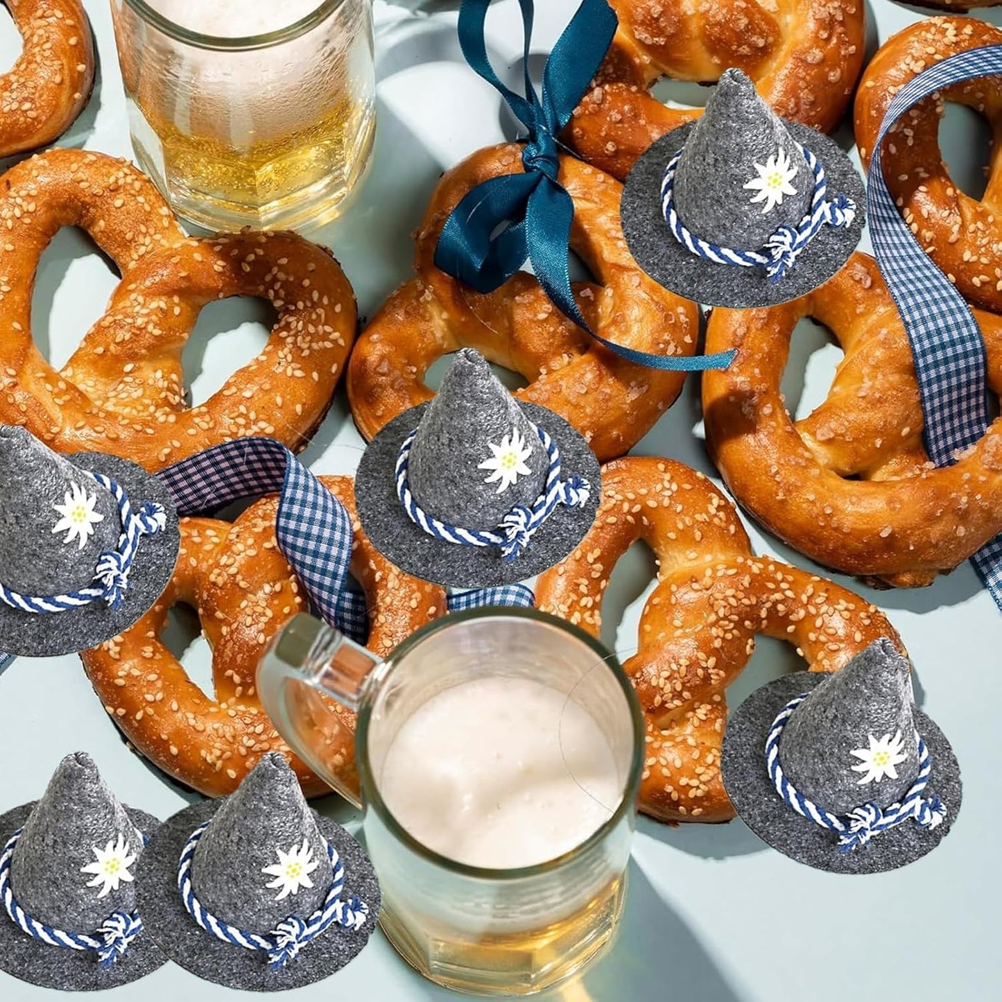 Mini-Trachtenhüte aus Filz im 12er-Set – EdelweißMini Oktoberfest 2026