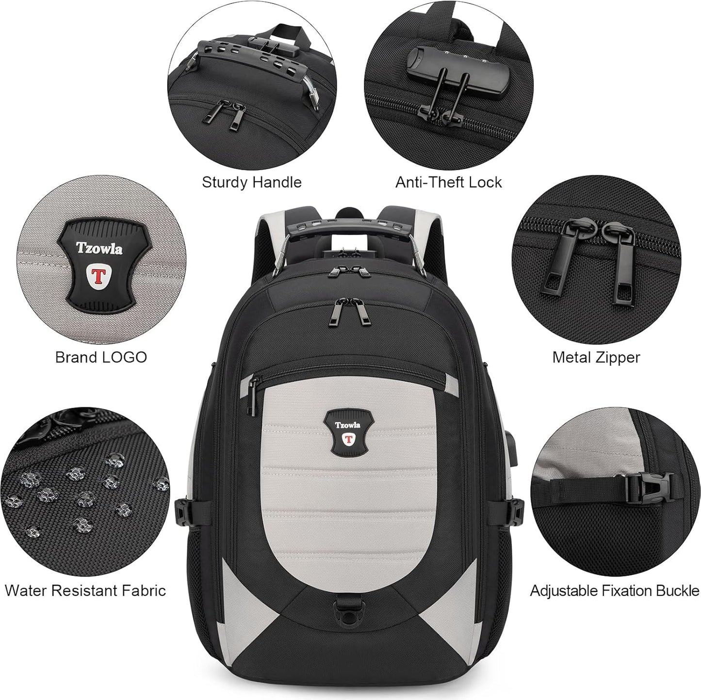 Wasserdichter Anti-Diebstahl Laptop- & Reiserucksack mit USB-Anschluss – 17,3"