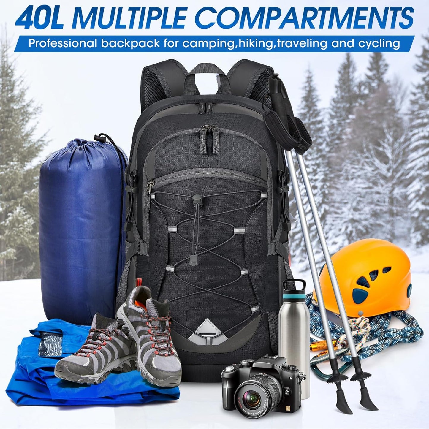 40L Wasserdichter Wander- und Campingrucksack – Leicht & Faltbar – 2 zum Preis von 1