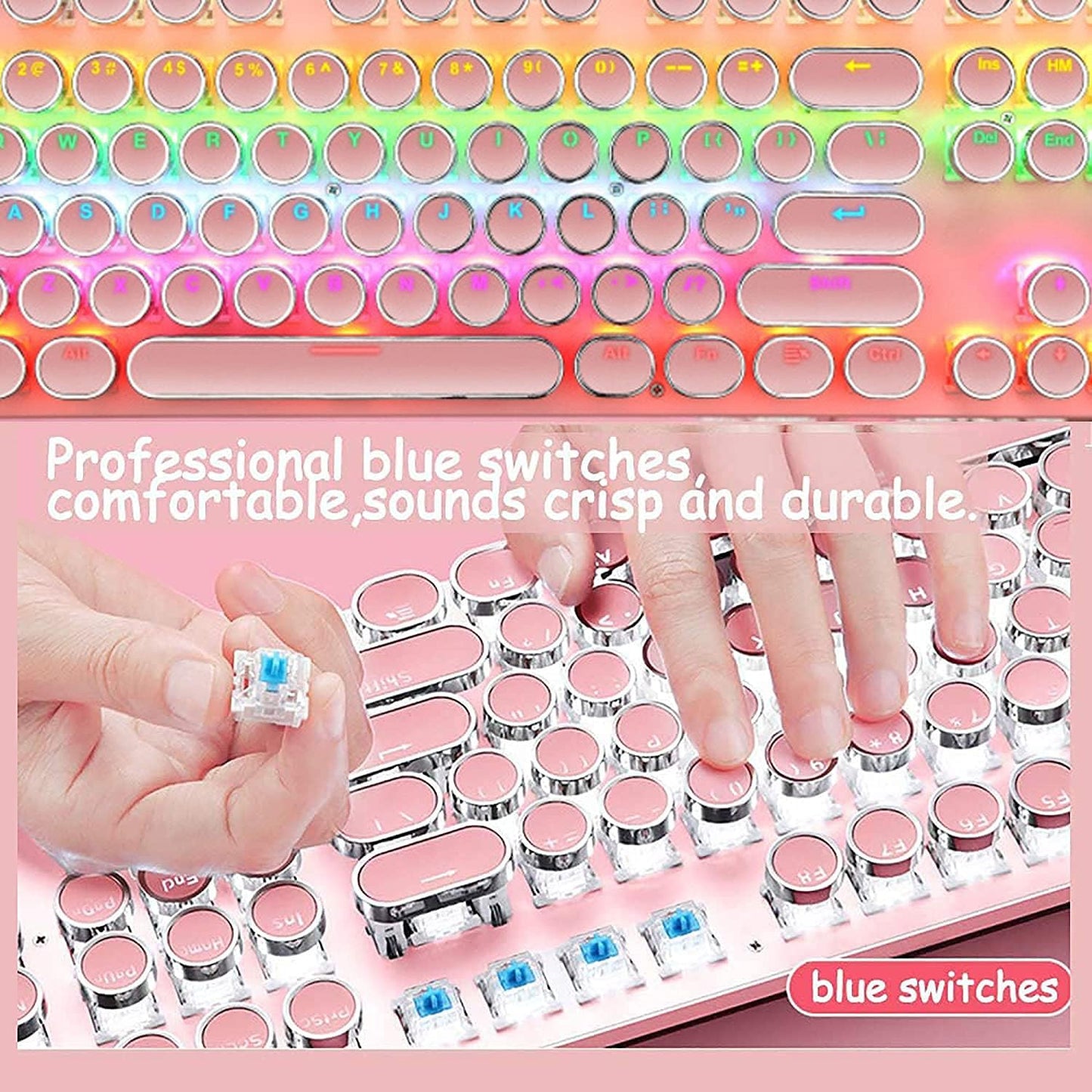 87-Tasten Mechanische Gaming-Tastatur RGB Hinterbeleuchtet Blaue Schalter