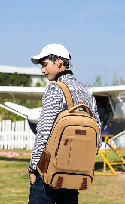 Anti-Diebstahl Canvas Laptop- und Reiserucksack mit USB-Anschluss – Geeignet für Laptops bis 43,94 cm