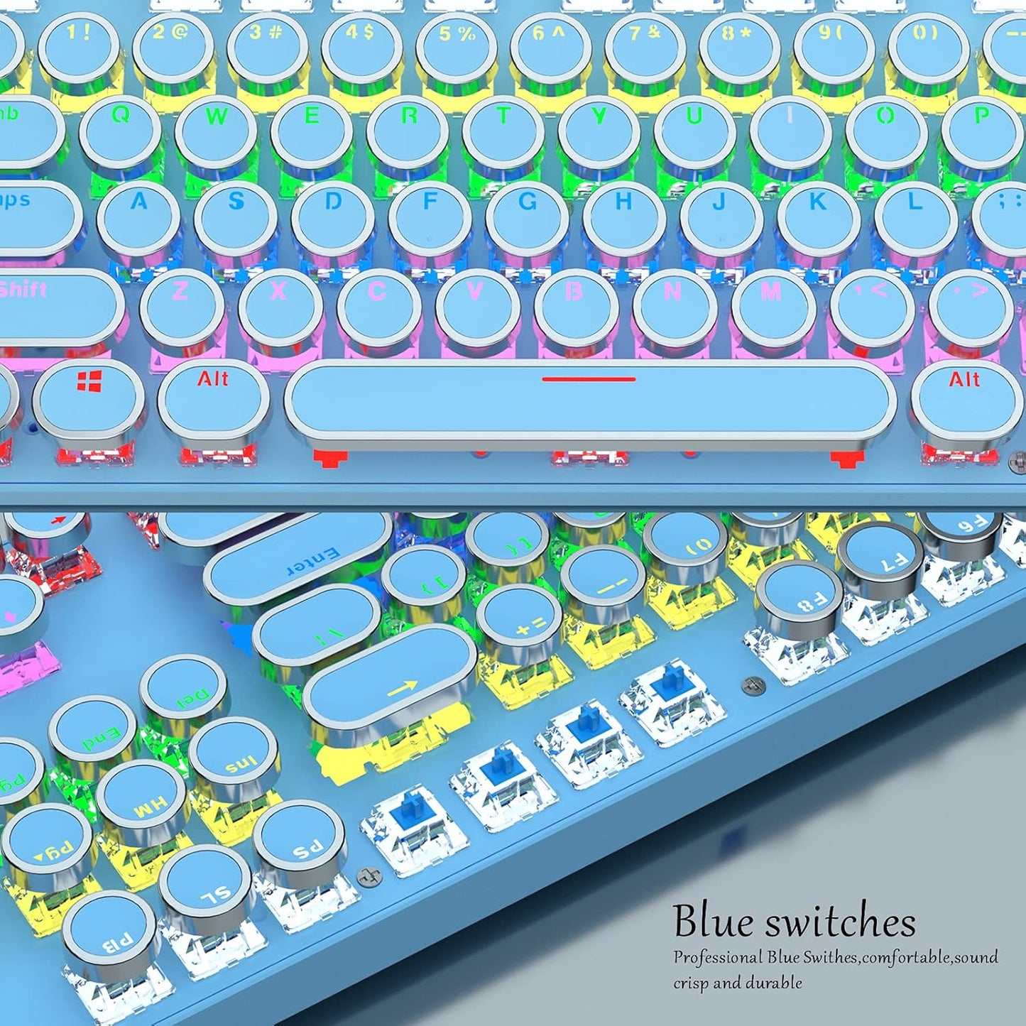 87-Tasten Mechanische Gaming-Tastatur RGB Hinterbeleuchtet Blaue Schalter