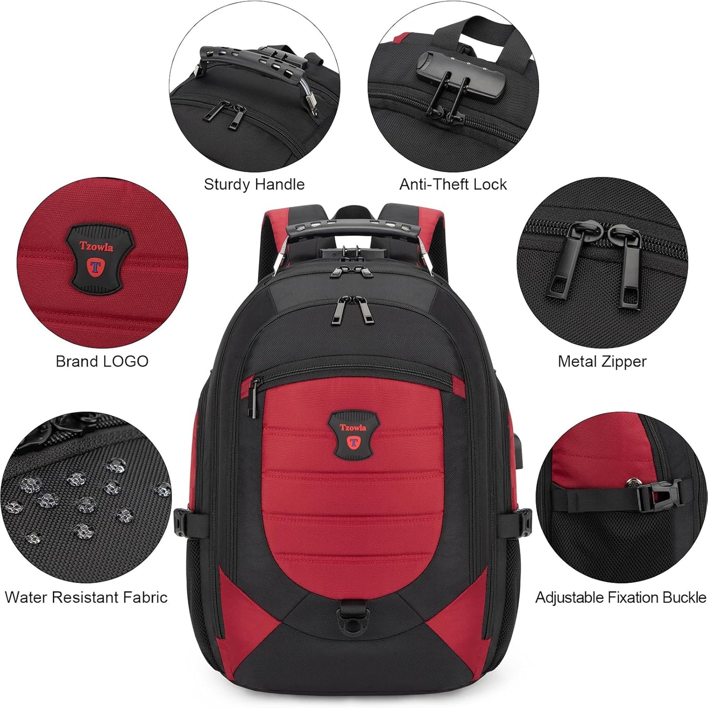 Wasserdichter Anti-Diebstahl Laptop- & Reiserucksack mit USB-Anschluss – 17,3"