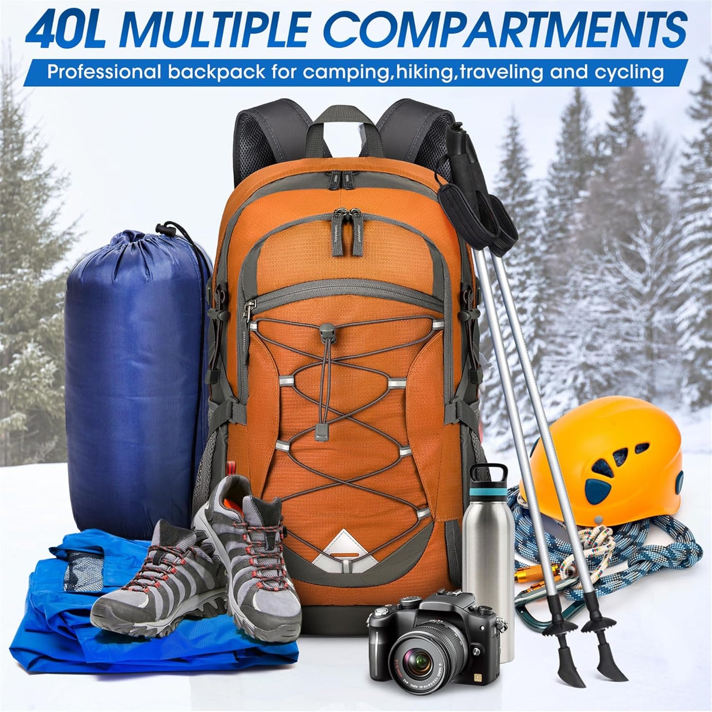 40L Wasserdichter Wander- und Campingrucksack – Leicht & Faltbar – 2 zum Preis von 1