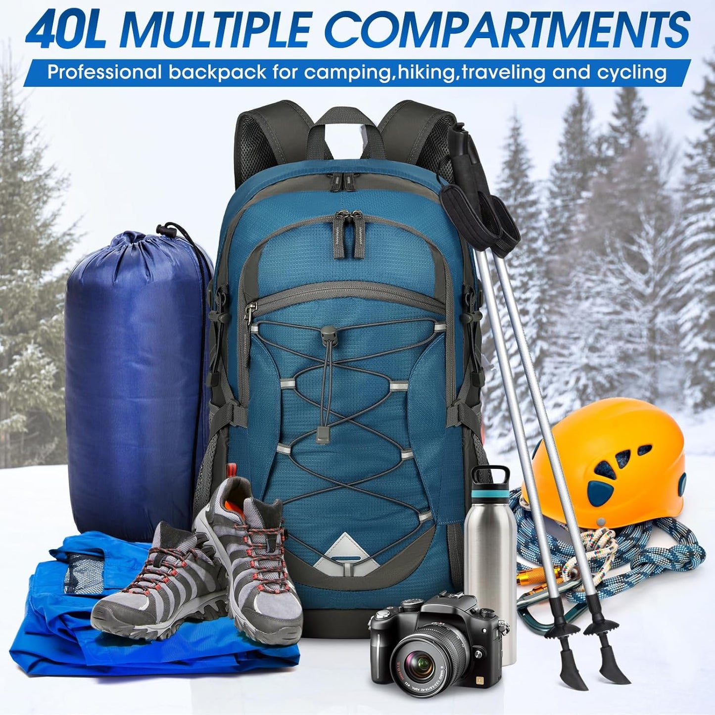 40L Wasserdichter Wander- und Campingrucksack – Leicht & Faltbar – 2 zum Preis von 1