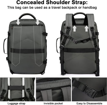 Erweiterbarer 45–55L Wasserdichter Reiserucksack mit 46,5 cm Laptopfach