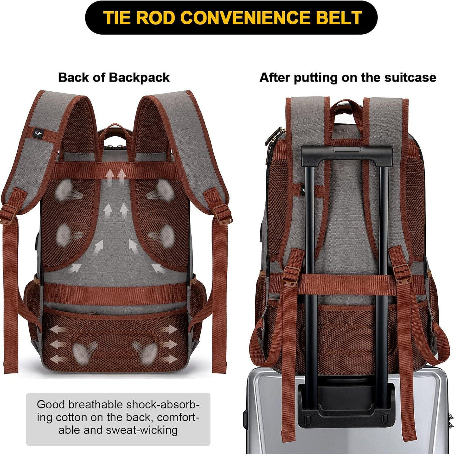 Anti-Diebstahl Canvas Laptop- und Reiserucksack mit USB-Anschluss – Geeignet für Laptops bis 43,94 cm