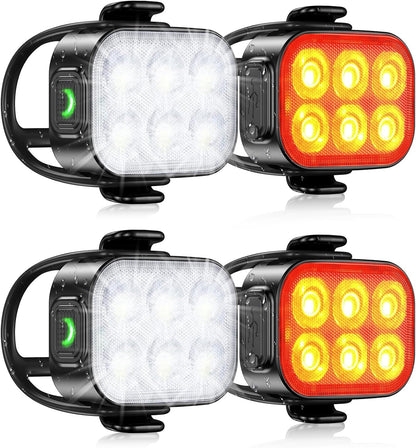 Ultra schlanke USB wiederaufladbare Fahrradlichter Set mit 4+6 Modi – SlimBeam